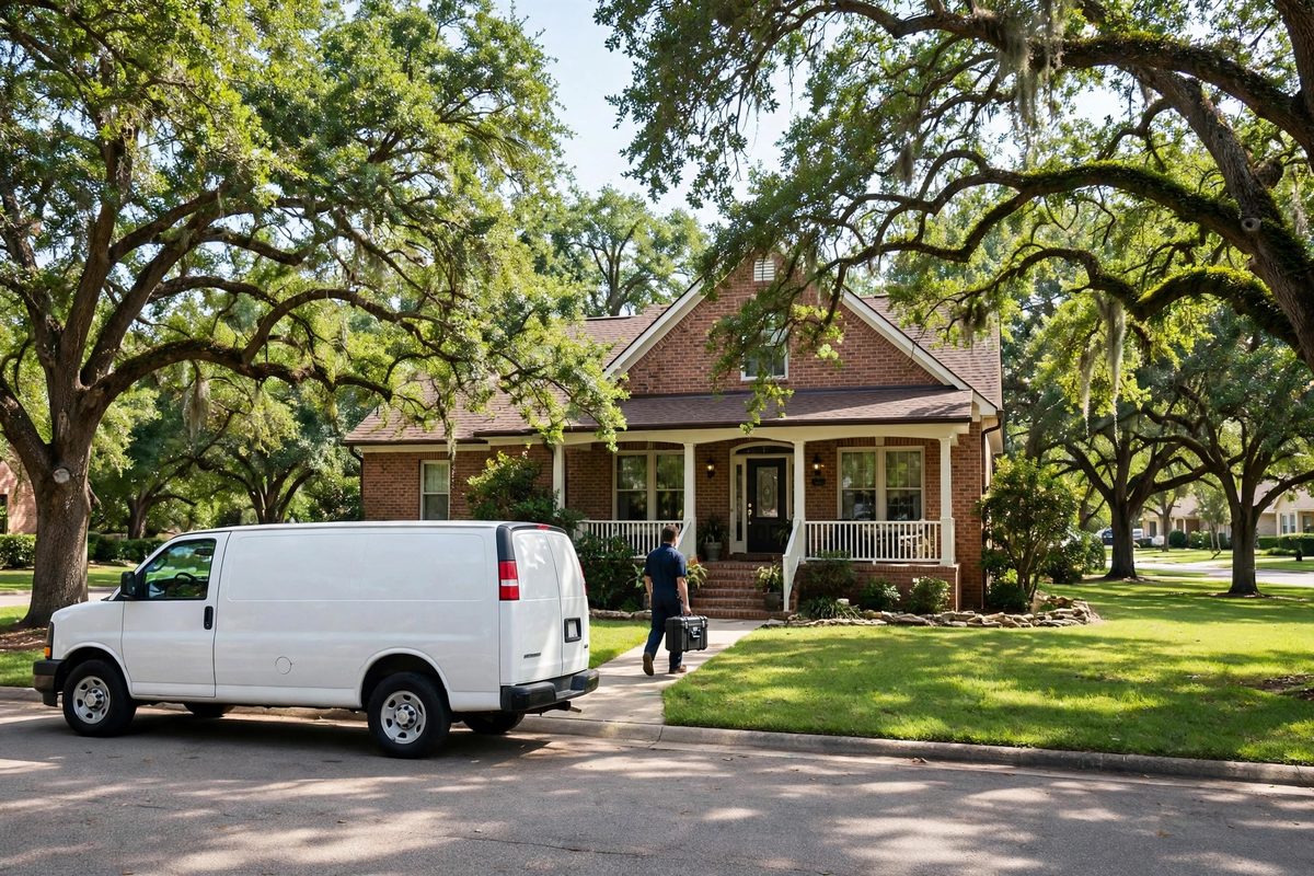 Keller Leak Detection Pros technician arriving at a brick home in Keller, TX